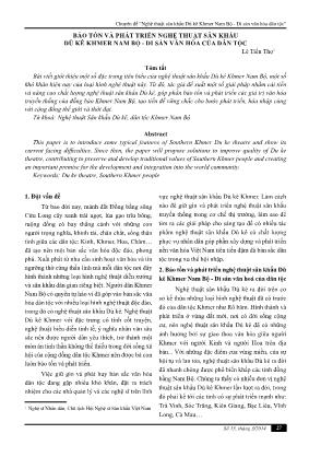 Bảo tồn và phát triển nghệ thuật sân khấu dù kê Khmer nam bộ - di sản văn hóa của dân tộc