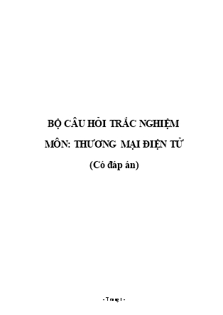 Bộ câu hỏi trắc nghiệm môn Thương mại điện tử