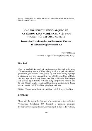 Các mô hình thương mại quốc tế và bài học kinh nghiệm cho Việt Nam trong thời đại công nghệ 4.0