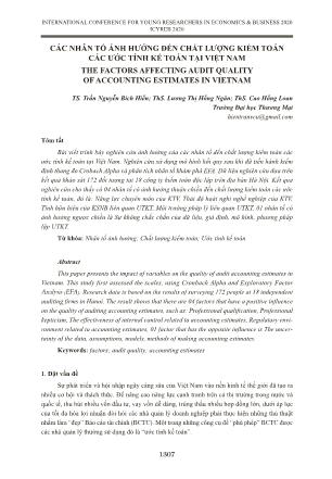 Các nhân tố ảnh hưởng đến chất lượng kiểm toán các ước tính kế toán tại Việt Nam