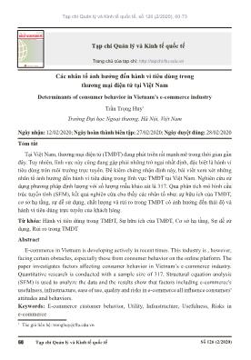 Các nhân tố ảnh hưởng đến hành vi tiêu dùng trong thương mại điện tử tại Việt Nam