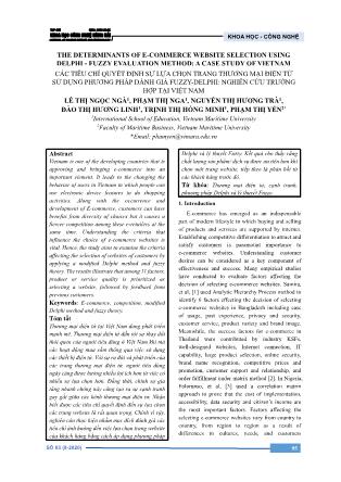 Các tiêu chí quyết định sự lựa chọn trang thương mại điện tử sử dụng phương pháp đánh giá Fuzzy-Delphi: Nghiên cứu trường hợp tại Việt Nam