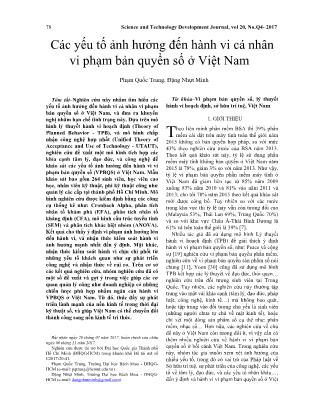 Các yếu tố ảnh hưởng đến hành vi cá nhân vi phạm bản quyền số ở Việt Nam