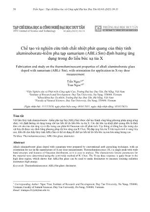 Chế tạo và nghiên cứu tính chất nhiệt phát quang của thủy tinh aluminoborate-Kiềm pha tạp samarium (ABLi:Sm) định hướng ứng dụng trong đo liều bức xạ tia X