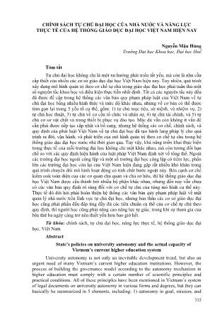 Chính sách tự chủ đại học của nhà nước và năng lực thực tế của hệ thống giáo dục Đại học Việt Nam hiện nay