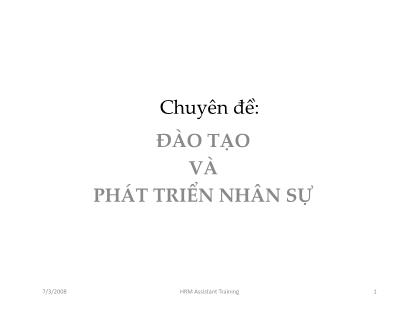 Chuyên đề Đào tạo và phát triển nhân sự