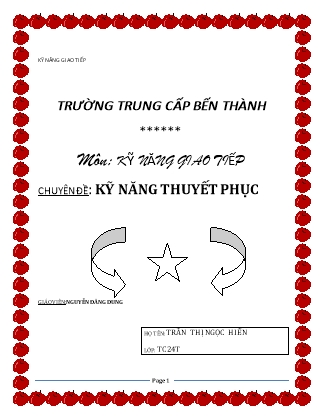 Chuyên đề Kỹ năng thuyết phục - Trần Thị Ngọc Hiển