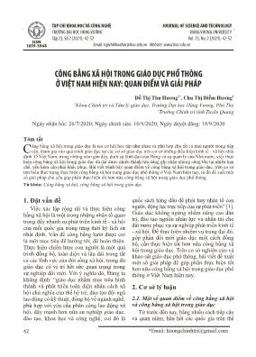 Công bằng xã hội trong giáo dục phổ thông ở Việt Nam hiện nay: Quan điểm và giải pháp