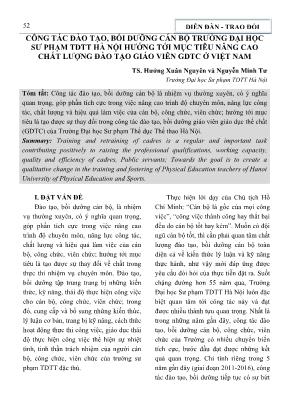 Công tác đào tạo, bồi dưỡng cán bộ trường đại học sư phạm thể dục thể thao Hà Nội hướng tới mục tiêu nâng cao chất lượng đào tạo giáo viên giáo dục thể chất ở Việt Nam