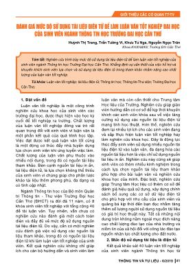 Đánh giá mức độ sử dụng tài liệu điện tử để làm luận văn tốt nghiệp đại học của sinh viên ngành thông tin học trường Đại học Cần Thơ