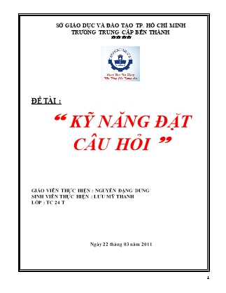 Đề tài môn Kỹ năng đặt câu hỏi