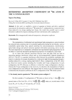 Determined absorption coefficient of 85Rb atom in the y-configuration