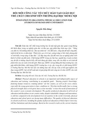 Đổi mới công tác tổ chức đào tạo giáo dục thể chất cho sinh viên trường Đại học mở Hà Nội