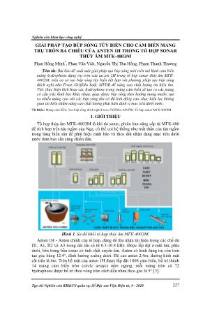 Giải pháp tạo búp sóng tùy biến cho cảm biến mảng trụ tròn ba chiều của anten 1h trong tổ hợp sonar thủy âm МГК-400ЭМ