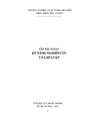 Giáo trình Kỹ năng nghiên cứu và lập luận