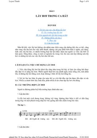 Giáo trình Lý thuyết và thực hành thanh nhạc - Bài 5: Lấy hơi trong ca hát