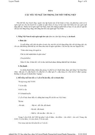 Giáo trình Lý thuyết và thực hành thanh nhạc - Bài 6: Các yếu tố ngữ âm trong âm tiết tiếng Việt