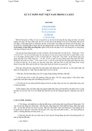 Giáo trình Lý thuyết và thực hành thanh nhạc - Bài 7: Xử lý ngôn ngữ Việt Nam trong ca hát