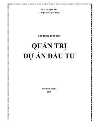 Giáo trình Quản trị dự án đầu tư