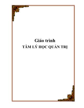 Giáo trình Tâm lý học quản trị