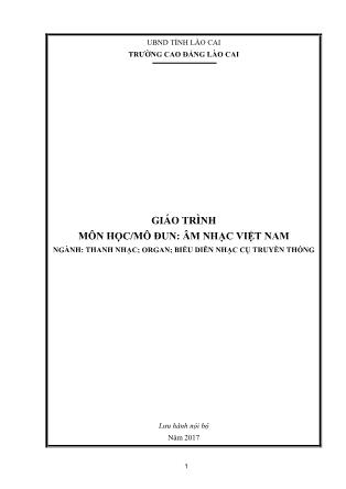 Giáo trình Thanh nhạc, organ, biểu diễn nhạc cụ truyền thống - Âm nhạc Việt Nam