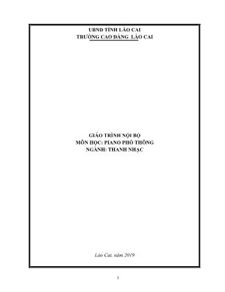 Giáo trình Thanh nhạc - Piano phổ thông