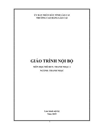 Giáo trình Thanh nhạc - Thanh nhạc 2