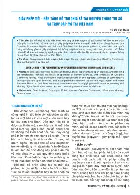 Giấy phép mở - Nền tảng hỗ trợ chia sẻ tài nguyên thông tin số và truy cập mở tại Việt Nam