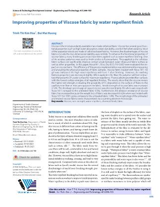 Improving properties of Viscose fabric by water repellent finish