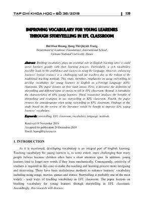 Improving vocabulary for young learenrs through storytelling in efl classroom