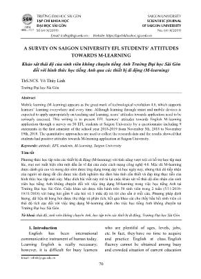 Khảo sát thái độ của sinh viên không chuyên tiếng Anh Trường Đại học Sài Gòn đối với hình thức học tiếng Anh qua các thiết bị di động (M-Learning)
