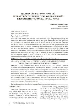 Lựa chọn các hoạt động ngoài giờ để phát triển việc tự học tiếng anh cho sinh viên không chuyên, trường Đại học Hải Phòng