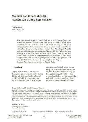 Mô hình bán lẻ sách điện tử - Nghiên cứu trường hợp waka.vn