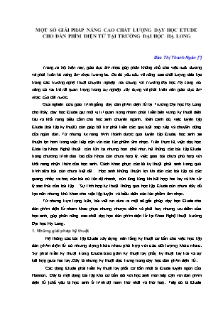 Một số giải pháp nâng cao chất lượng dạy học Etude cho đàn phím điện tử tại trường Đại học Hạ Long
