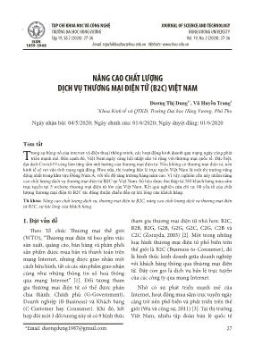 Nâng cao chất lượng dịch vụ thương mại điện tử (B2C) Việt Nam