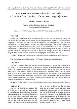 Nhân tố ảnh hưởng đến cấu trúc vốn của các công ty sản xuất thương mại Việt Nam