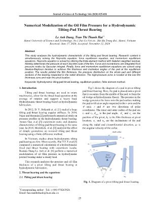 Numerical modelization of the oil film pressure for a hydrodynamic tilting - pad thrust bearing