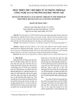 Phát triển thư viện điện tử số trong thời đại công nghệ 4.0 tại trường đại học mở Hà Nội