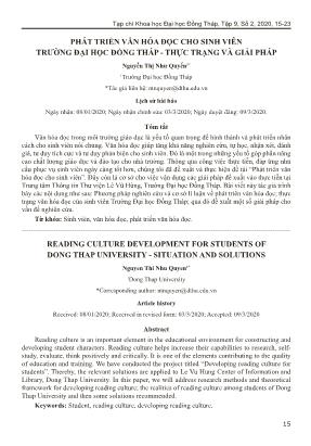 Phát triển văn hóa đọc cho sinh viên trường đại học Đồng Tháp - thực trạng và giải pháp