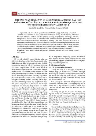 Phương pháp rèn luyện kĩ năng xướng âm trong dạy học phân môn xướng âm cho sinh viên ngành giáo dục mầm non tại trường Đại học Sư phạm Hà Nội 2