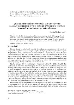 Quản lý phát triển kỹ năng mềm cho chuyên viên giám sát hành khách ở tổng công ty hàng không Việt Nam theo tiếp cận đào tạo dựa trên năng lực