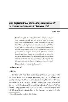 Quản trị tri thức đối với quản trị nguồn nhân lực tại doanh nghiệp trong bối cảnh kinh tế số