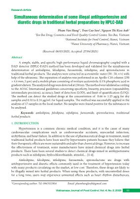 Simultaneous determination of some illegal antihypertensive and diuretic drugs in traditional herbal preparations by HPLC-DAD