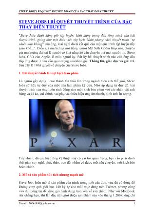 Steve Jobs 1 bí quyết thuyết trình của bậc thầy diễn thuyết