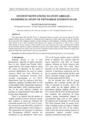 Student motivations to study abroad – an empirical study of vietnamese students in UK