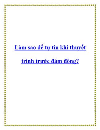 Tài liệu Làm sao để tự tin khi thuyết trình trước đám đông?