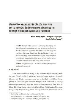 Tăng cường khả năng tiếp cận của sinh viên với tài nguyên số hóa của trung tâm thông tin thư viện thông qua mạng xã hội Facebook