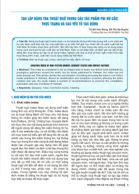 Tạo lập bảng tra thuật ngữ trong các tác phẩm phi hư cấu: Thực trạng và các yếu tố tác động