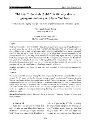 Thể hiện “tròn vành rõ chữ” các tiết mục đơn ca giọng nữ cao trong các Opera Việt Nam