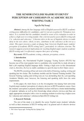The senior english major students’ perception of cohesion in academic Ielts writing task 2
